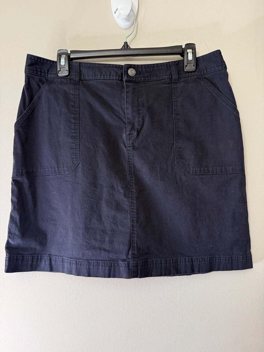 Christopher & Banks Skirt Size 12 Navy Blue Cotton Utility Pockets